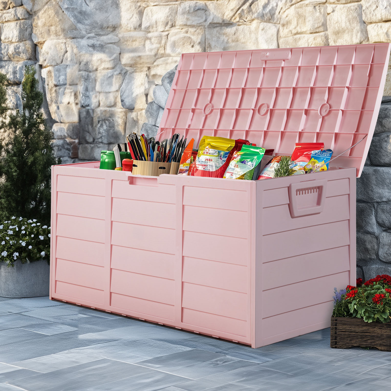 Kids Outdoor Toy Storage - Light Pink 75Gal(280L) Patio Outdoor Storage