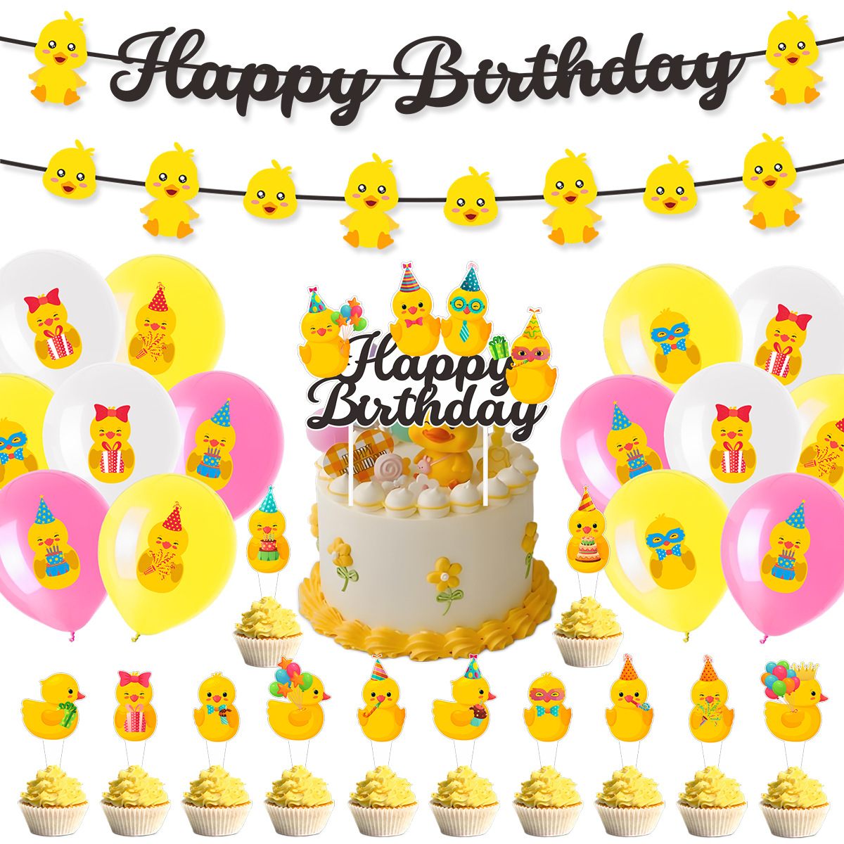Kids Outdoor Merry Go Round - Cute Swim Duck Theme Happy Birthday