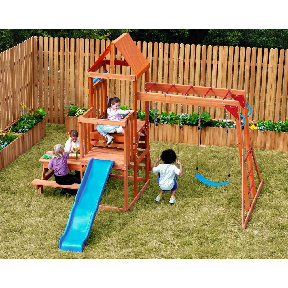 Kids Outdoor Monkey Bar Set - Dohin Playground CeWooden Swing Sets or