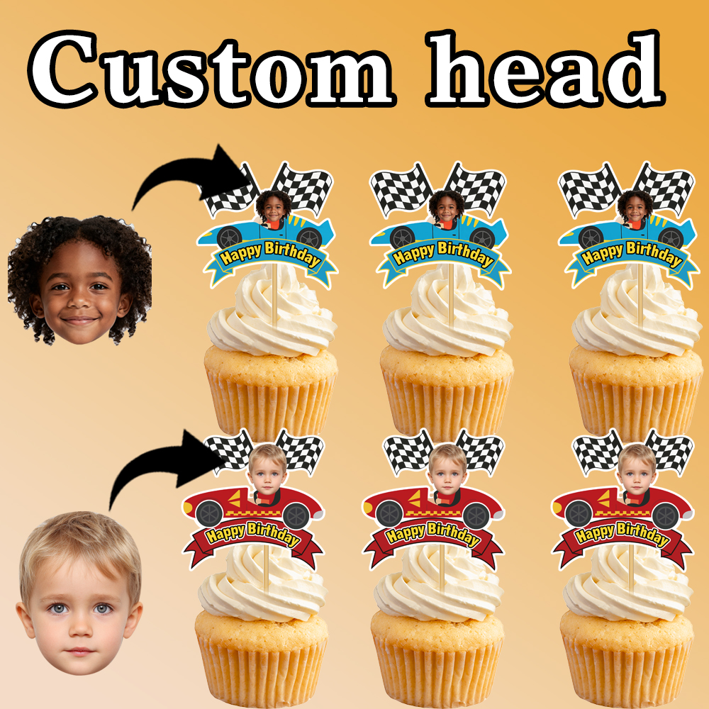Kids Outdoor Merry Go Round - 6/12/24pcs custom photo racing birthday cake