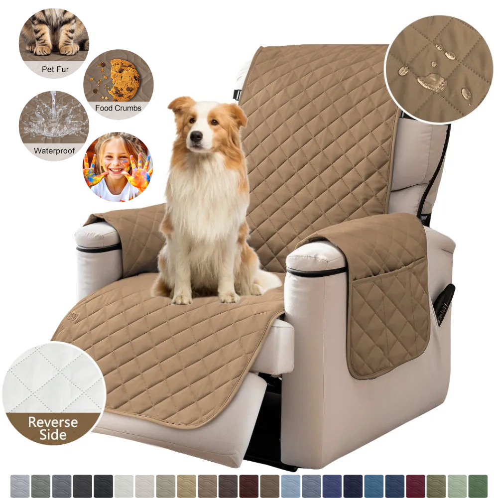 Kids Outdoor Lounge Chair - Reversible Quilted Recliner Cover Waterproof Nonslip