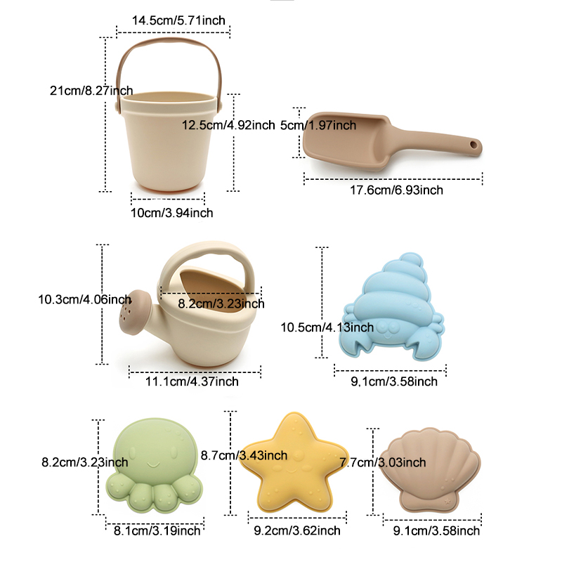 7Pcs Kids Silicone Beach Toys  - Kids Outdoor Toy Storage review and price
