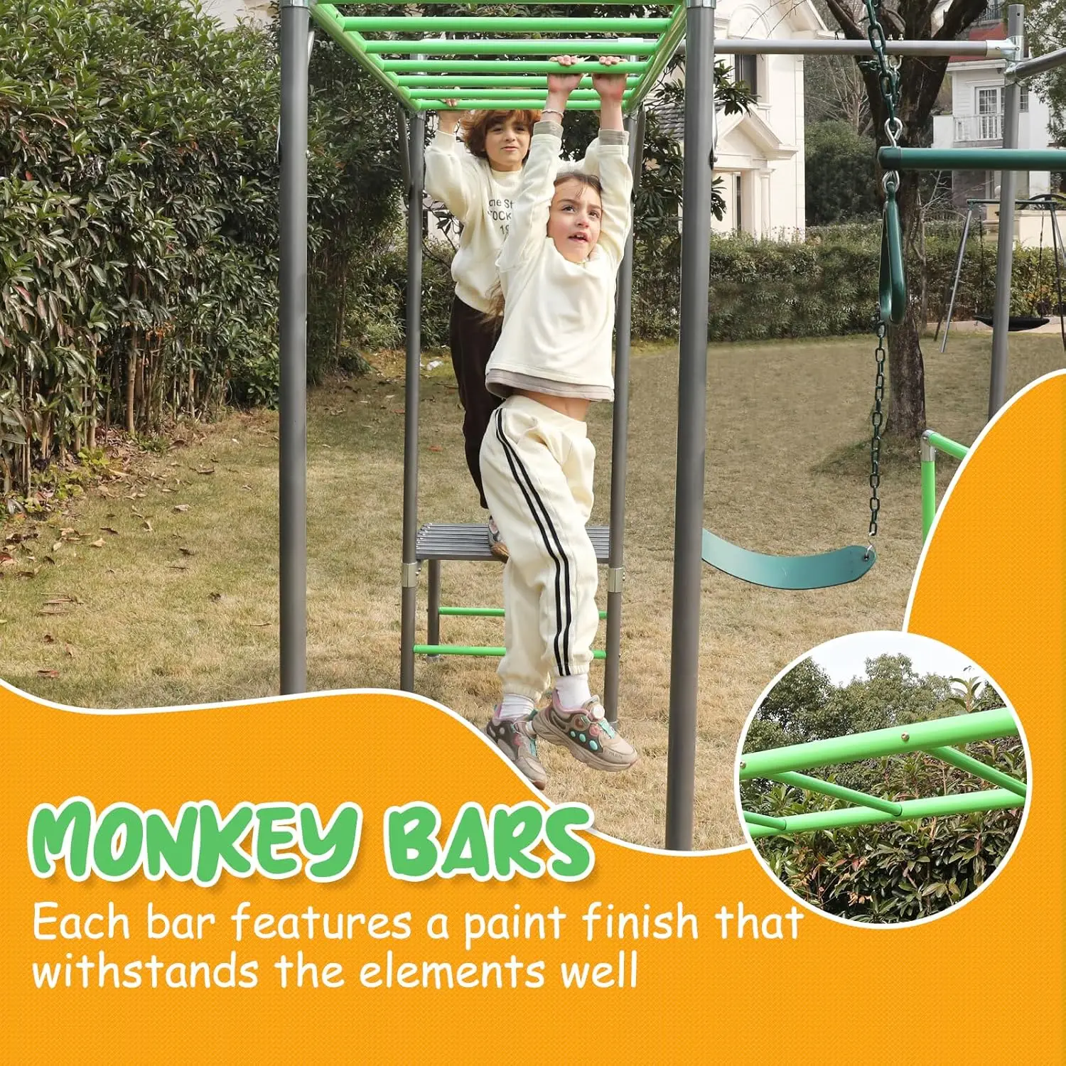 Outdoor Jungle Gym with Monkey - Kids Outdoor Monkey Bar Set review and price