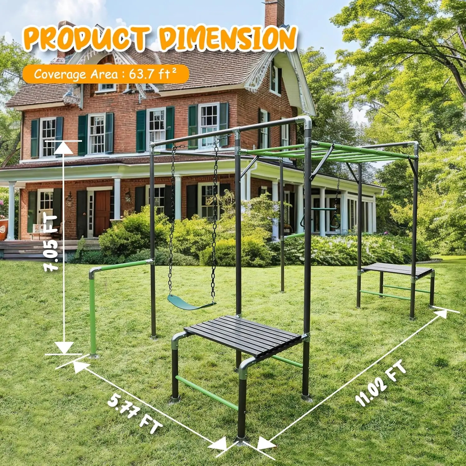 Outdoor Jungle Gym with Monkey - Kids Outdoor Monkey Bar Set review and price
