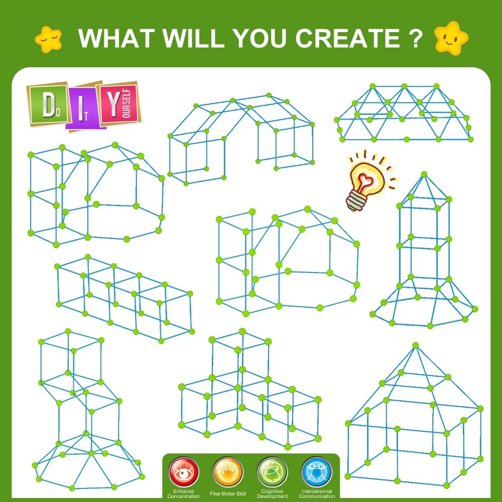 200 Pcs Fort Building Kit for  - Outdoor Kid review and price