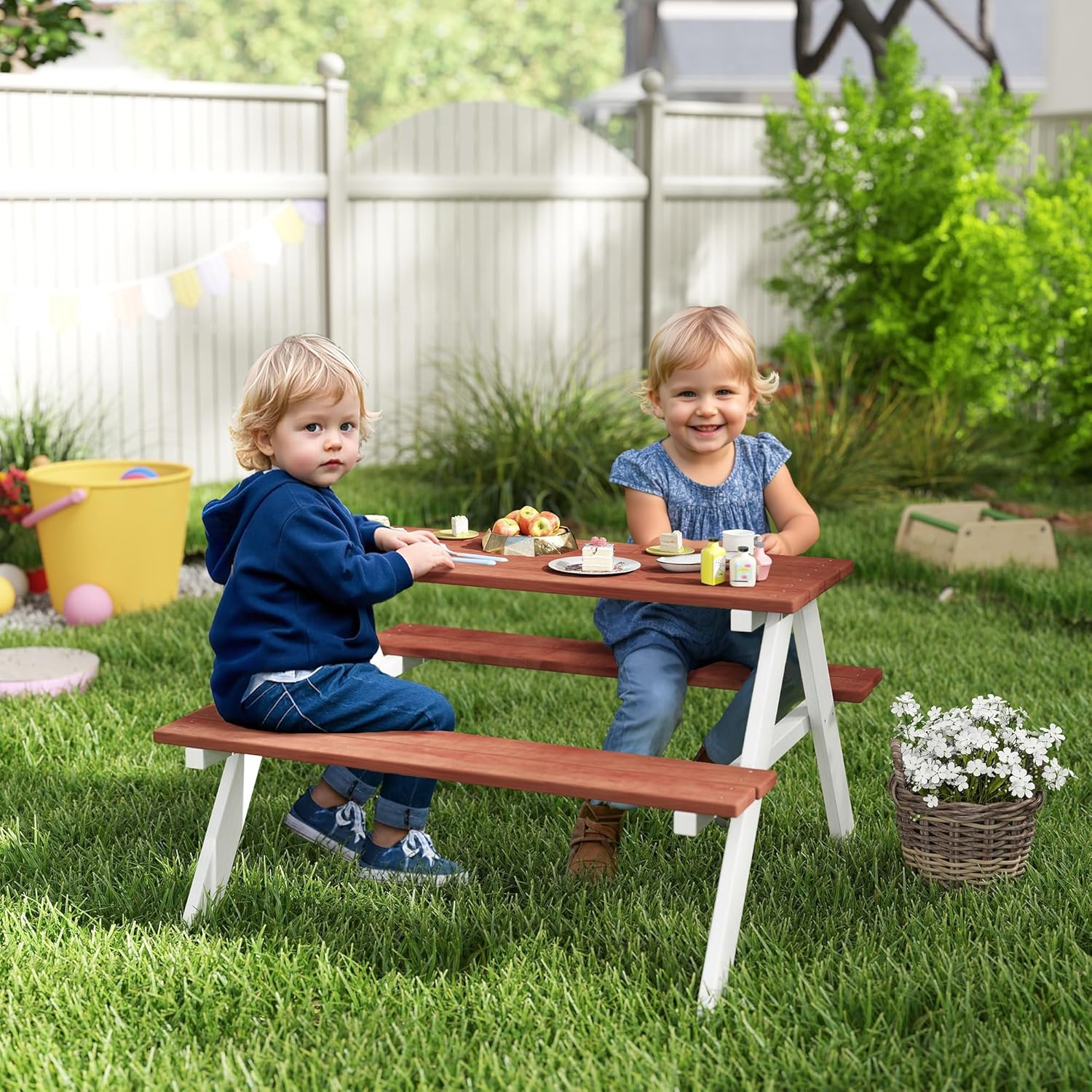 Kids Picnic Table Set, Wooden  - Kids Outdoor Wooden Table review and price
