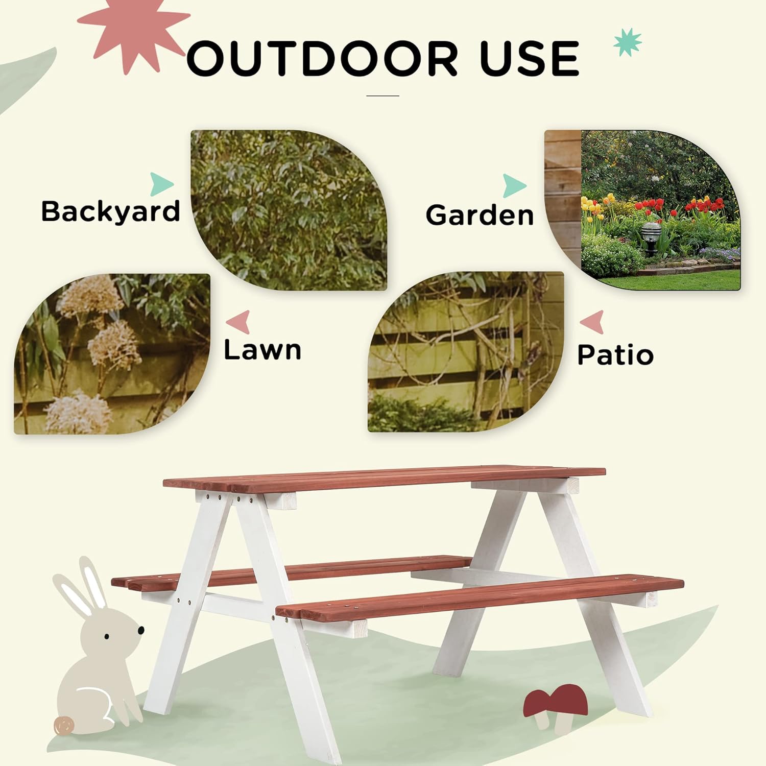 Kids Picnic Table Set, Wooden  - Kids Outdoor Wooden Table review and price