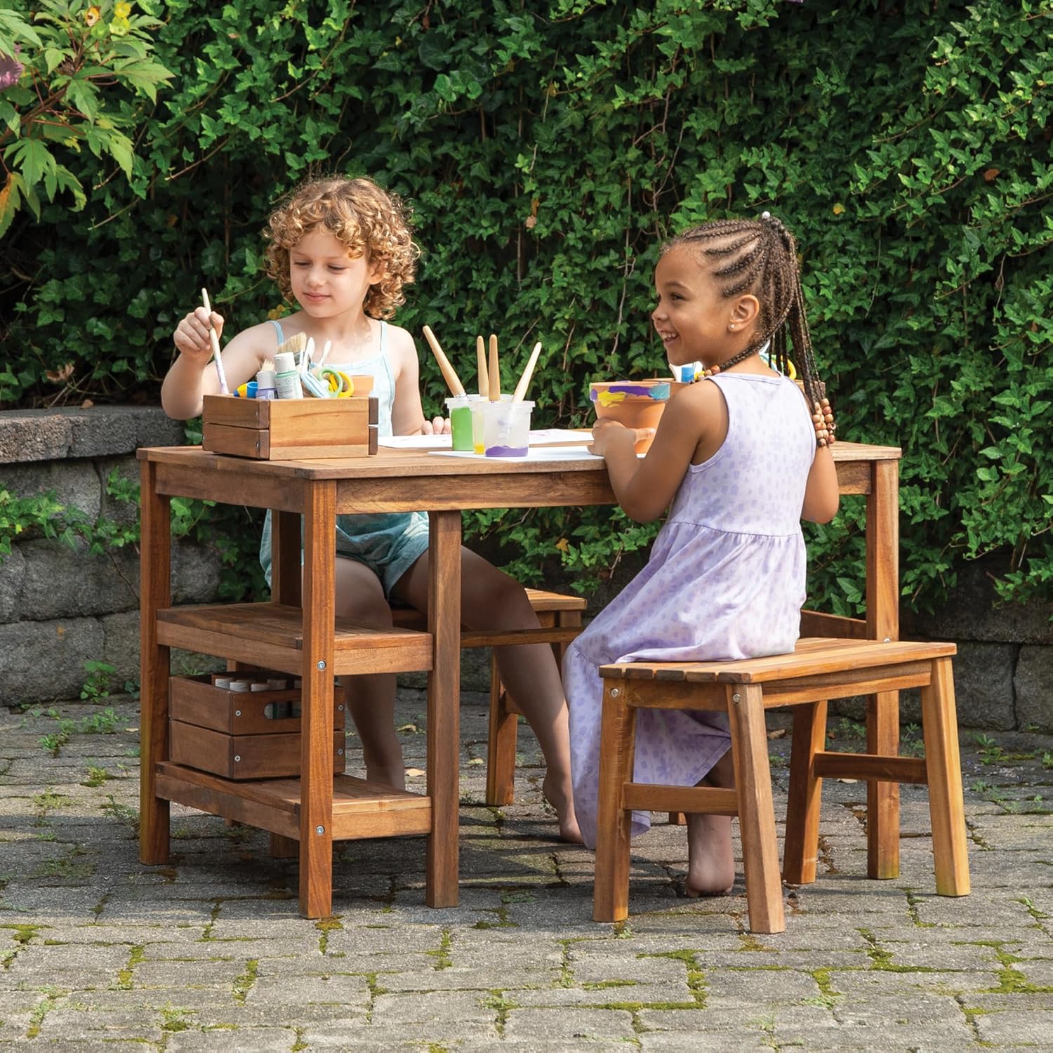 Kids Outdoor Table & Bench Set - Kids Outdoor Wooden Table review and price