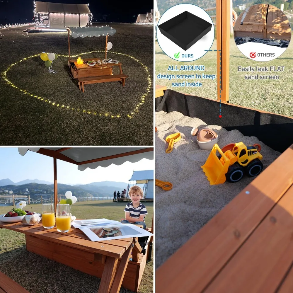Sandpit with Cover Ages 4-8, A - Kids Outdoor Wooden Table review and price