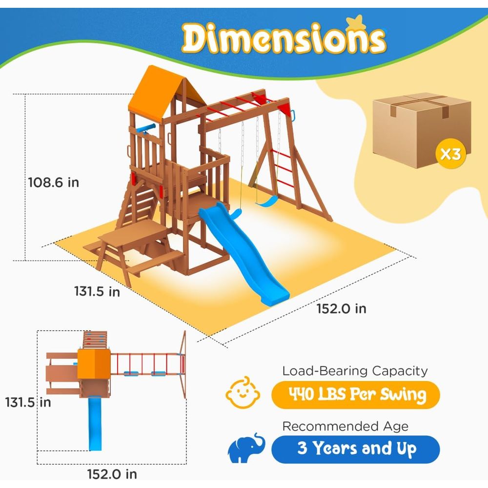 Dohin Playground CeWooden Swin - Kids Outdoor Monkey Bar Set review and price