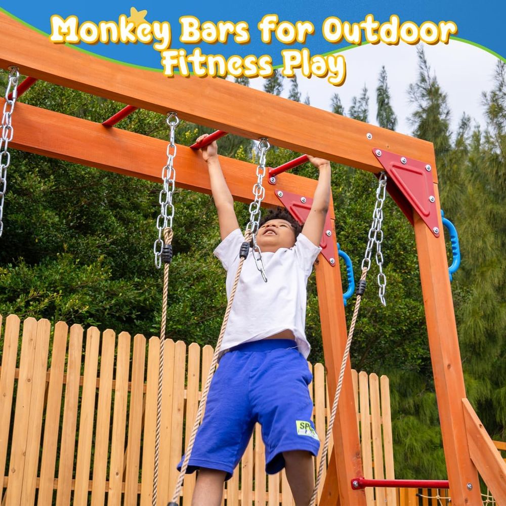 Dohin Playground CeWooden Swin - Kids Outdoor Monkey Bar Set review and price