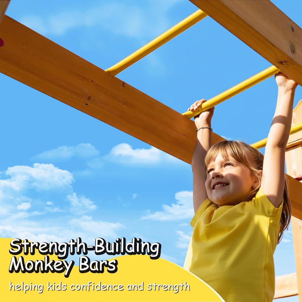 Wooden Swing Sets for Backyard - Kids Outdoor Monkey Bar Set review and price