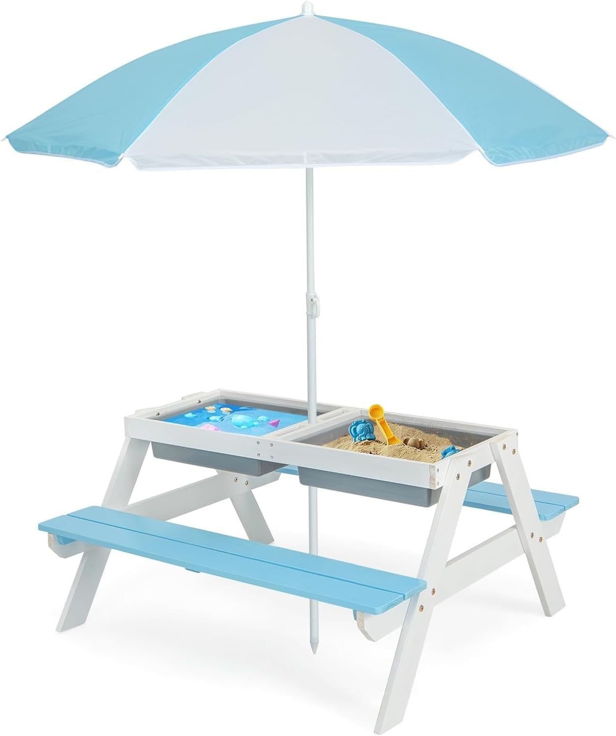 Kids Picnic Table, 4 in 1 Outd - Kids Outdoor Wooden Table review and price