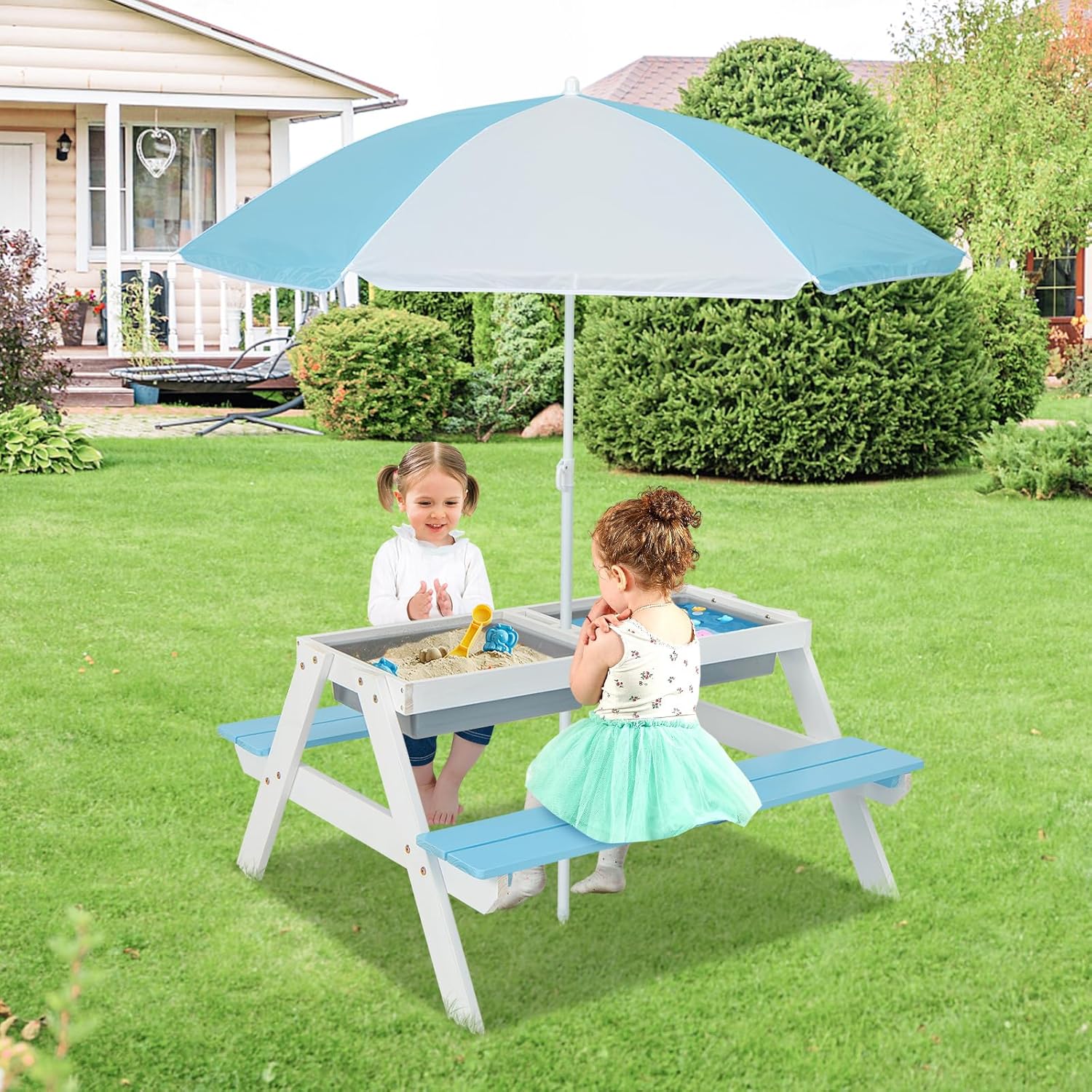 Kids Picnic Table, 4 in 1 Outd - Kids Outdoor Wooden Table review and price