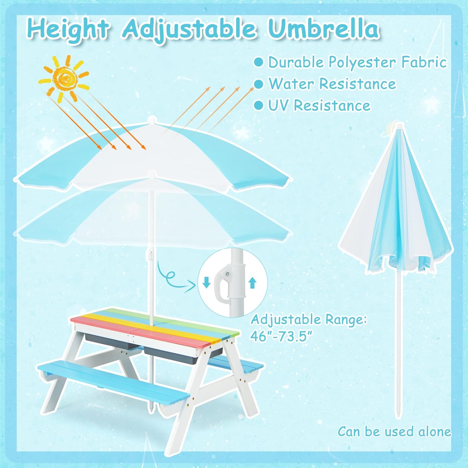 Kids Picnic Table, 4 in 1 Outd - Kids Outdoor Wooden Table review and price