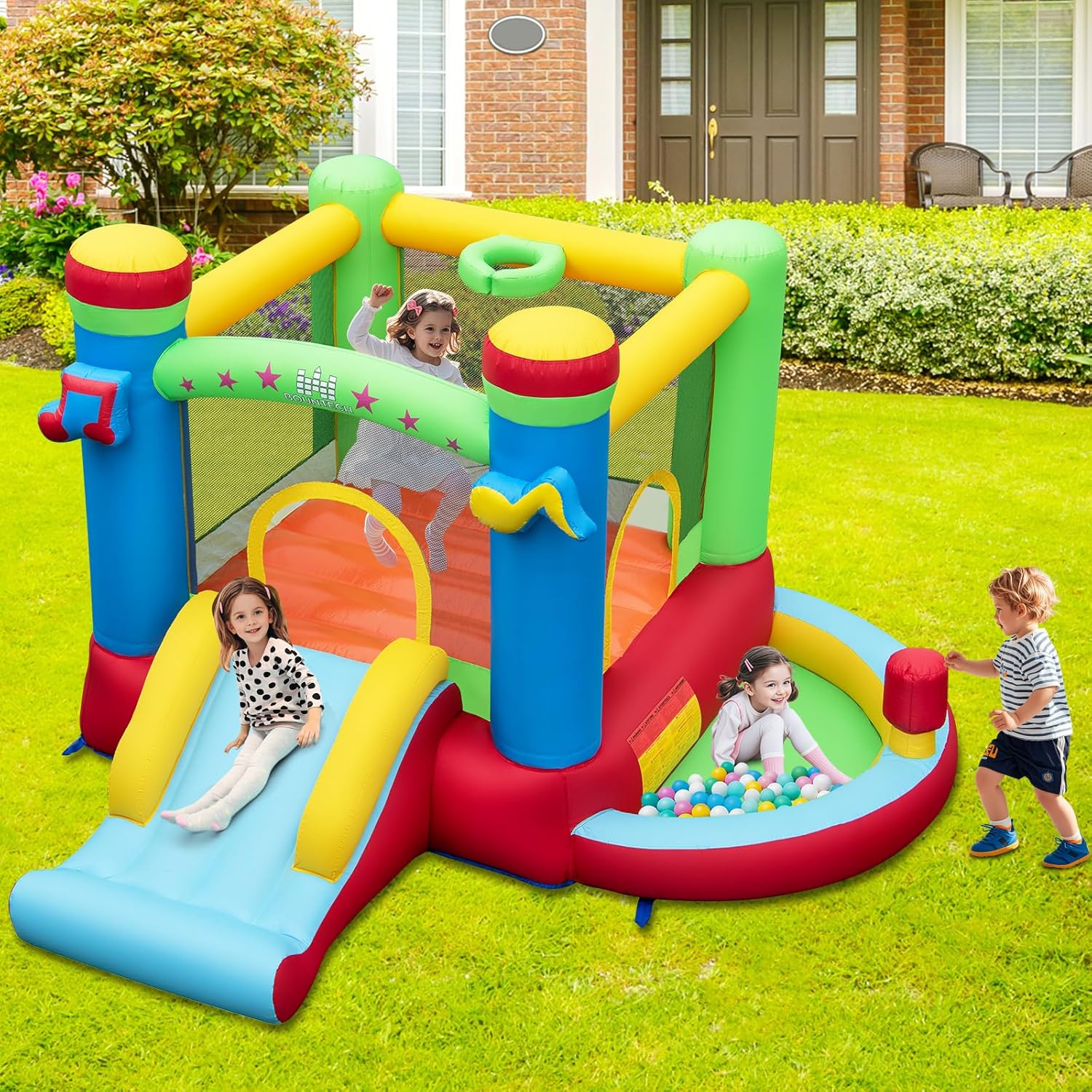 Inflatable Bounce House with B - Kids Outdoor Jumping review and price