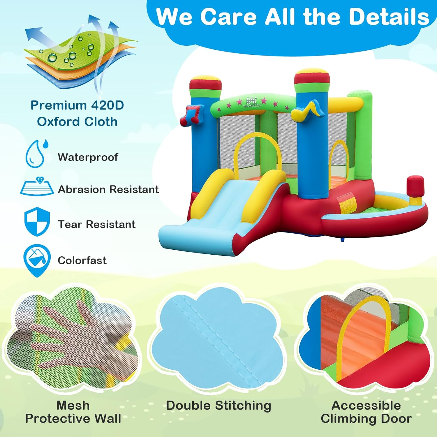 Inflatable Bounce House with B - Kids Outdoor Jumping review and price