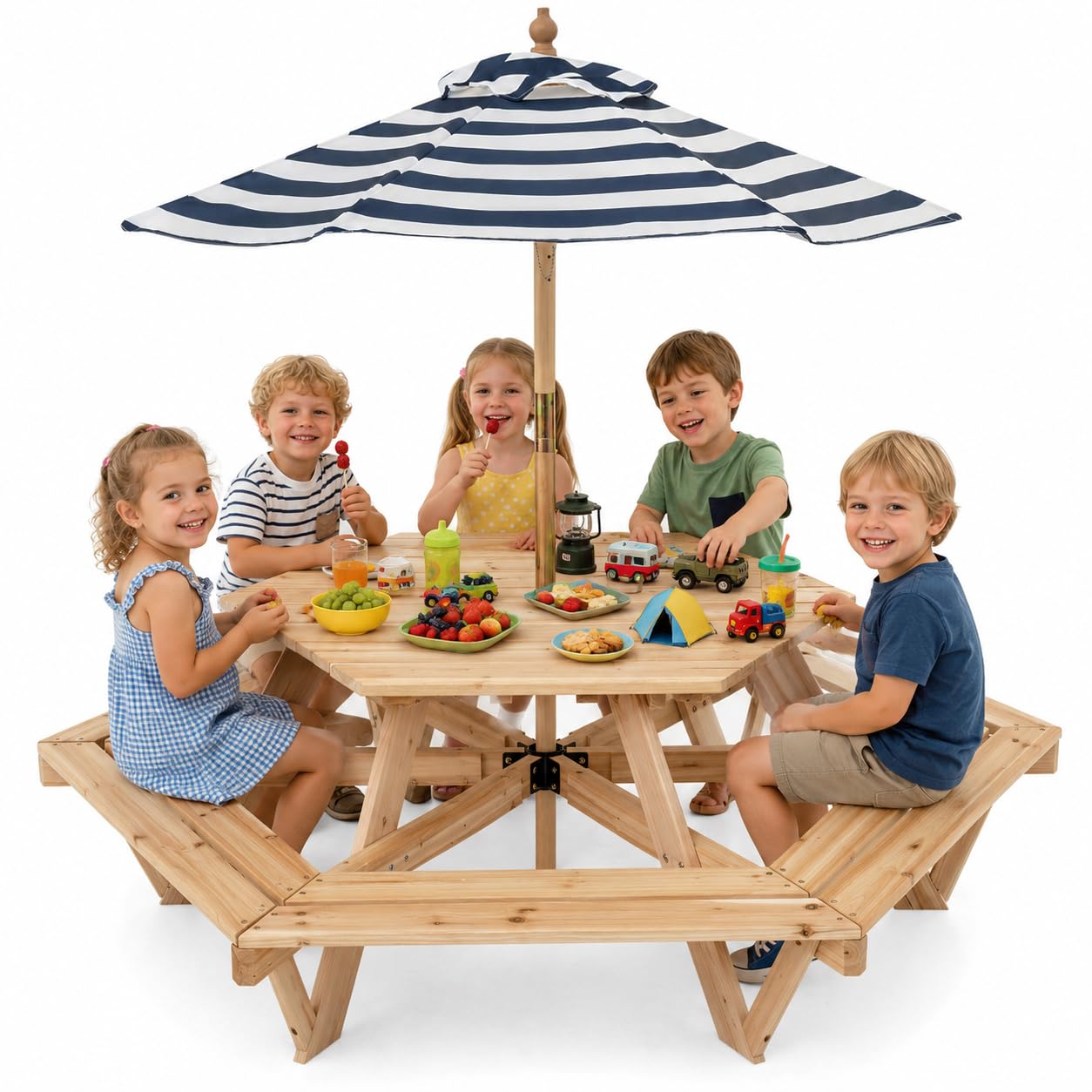 Kids Picnic Table, Hexagonal T - Kids Outdoor Wooden Table review and price