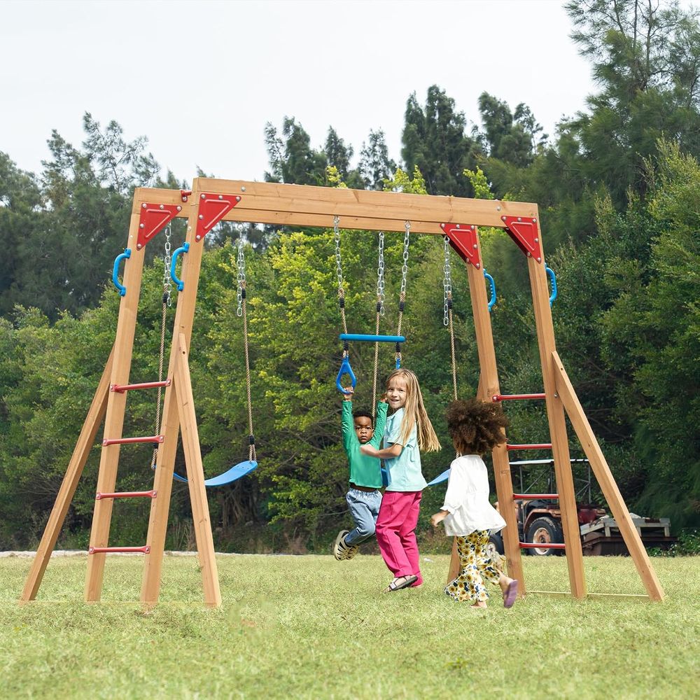 Dohin Playground Wood Swing Se - Kids Outdoor Monkey Bar Set review and price