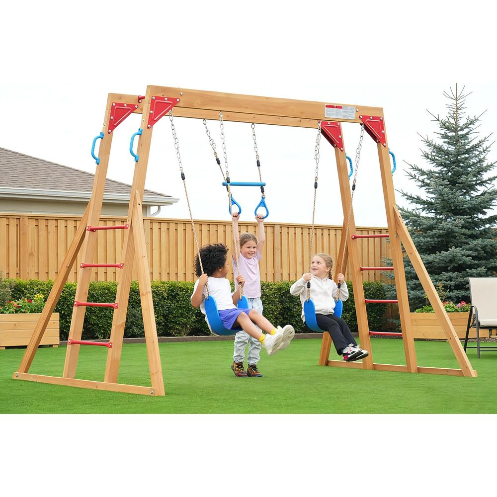 Dohin Playground Wood Swing Se - Kids Outdoor Monkey Bar Set review and price