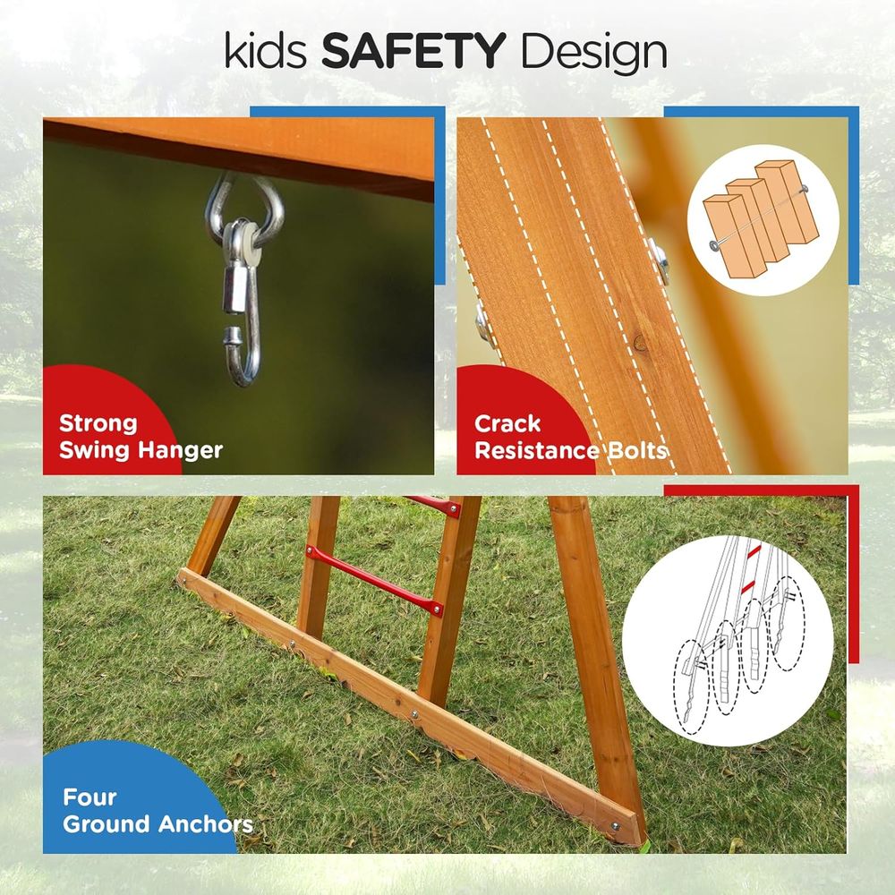 Dohin Playground Wood Swing Se - Kids Outdoor Monkey Bar Set review and price