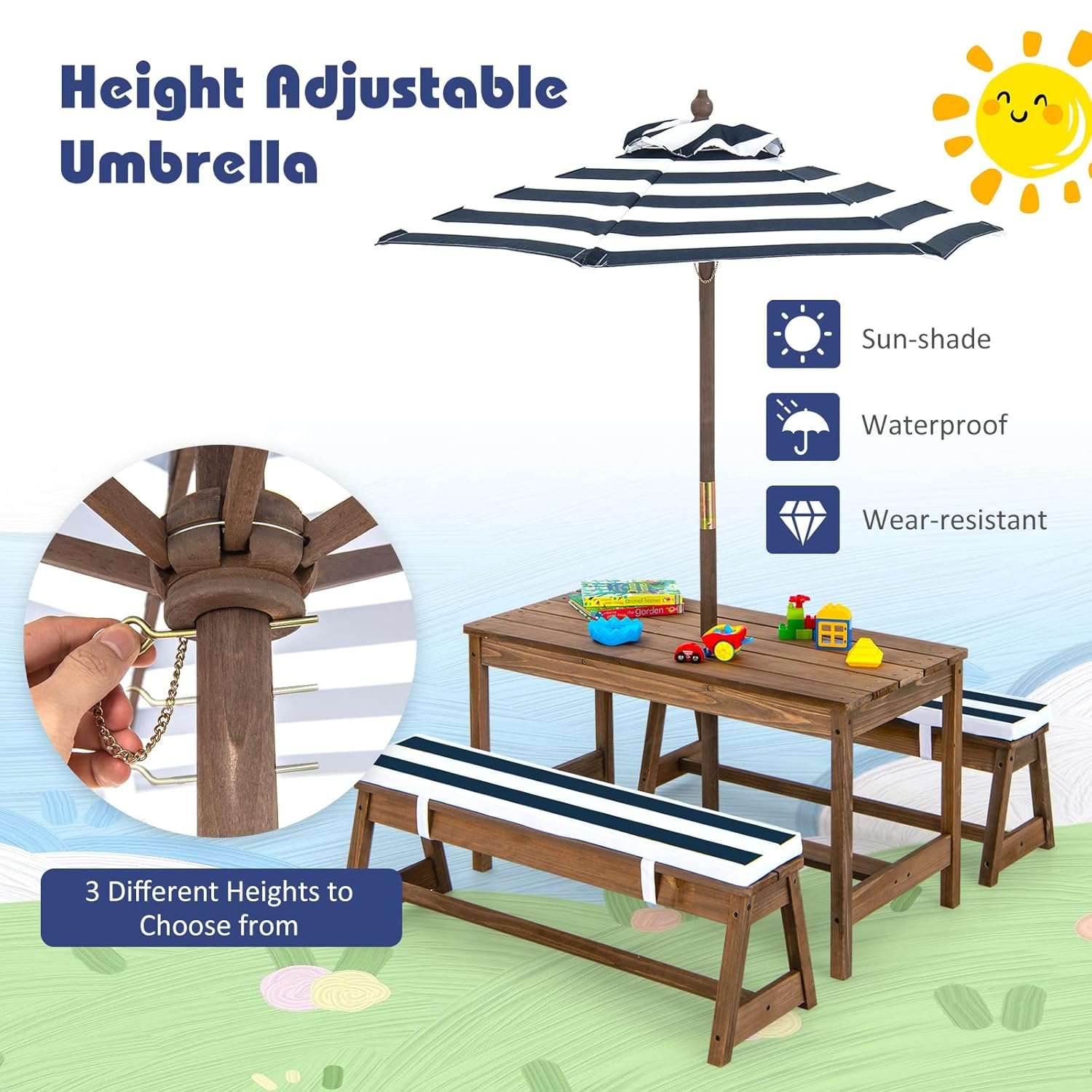 Height Adjustable Wooden Kids  - Kids Outdoor Furniture review and price