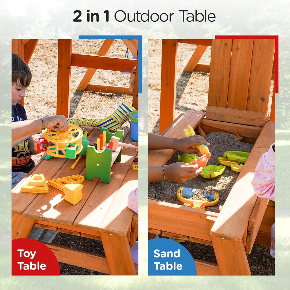 Wooden Swing Sets for Backyard - Kids Outdoor Monkey Bar Set review and price