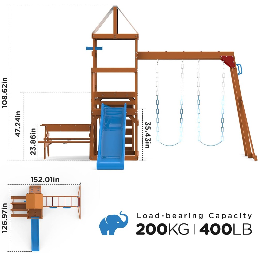 Wooden Swing Sets for Backyard - Kids Outdoor Monkey Bar Set review and price