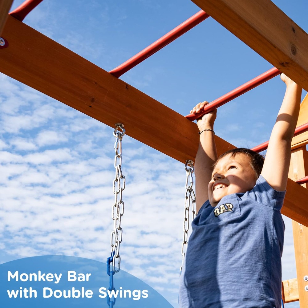 Wooden Swing Sets for Backyard - Kids Outdoor Monkey Bar Set review and price