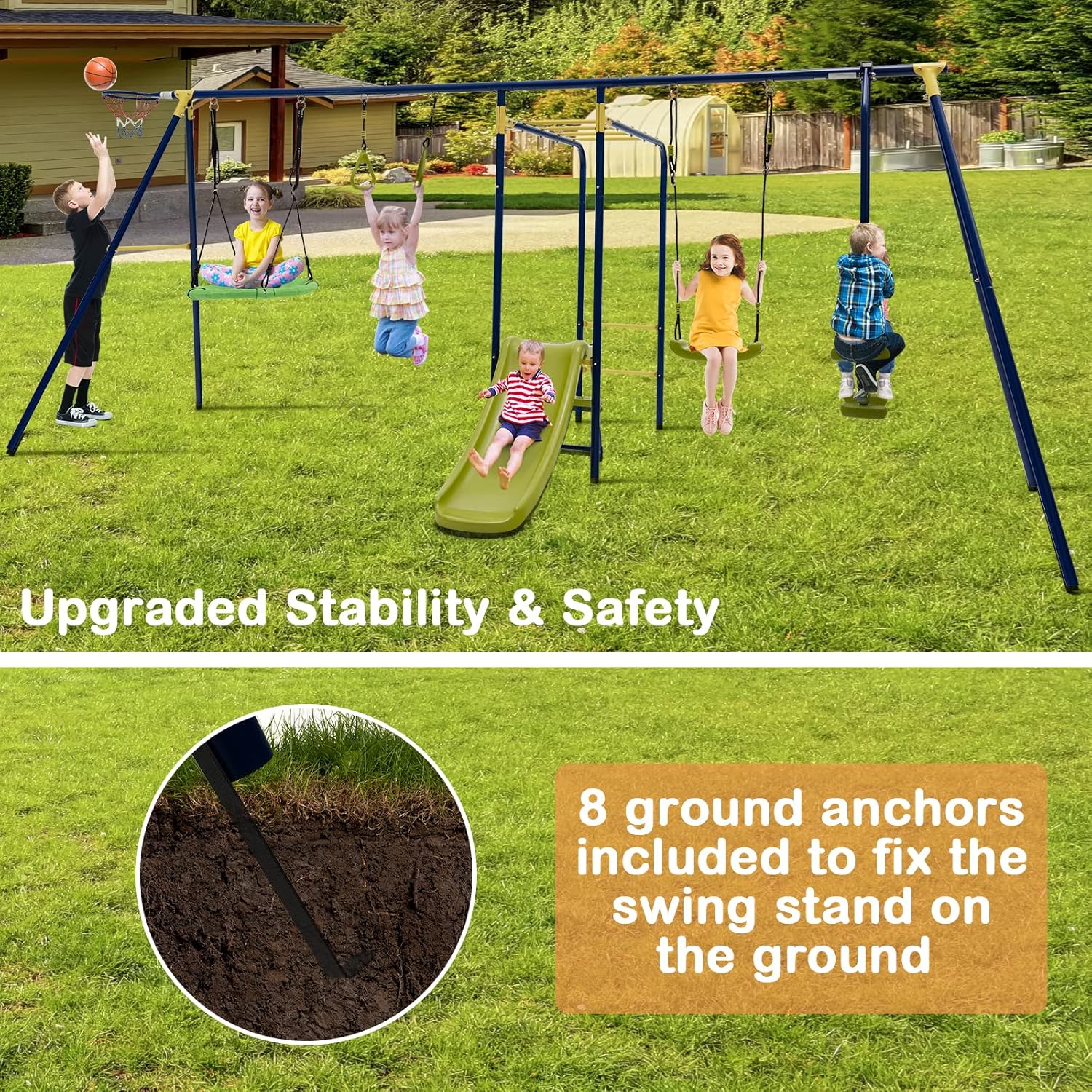 660lbs 7-in-1 Heavy Duty Kids  - Kids Outdoor Monkey Bar Set review and price