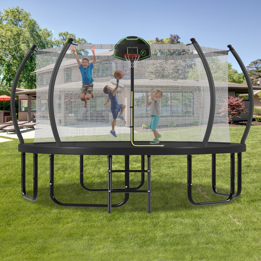 12FT Trampoline with Basketbal - Kids Outdoor Ladder review and price