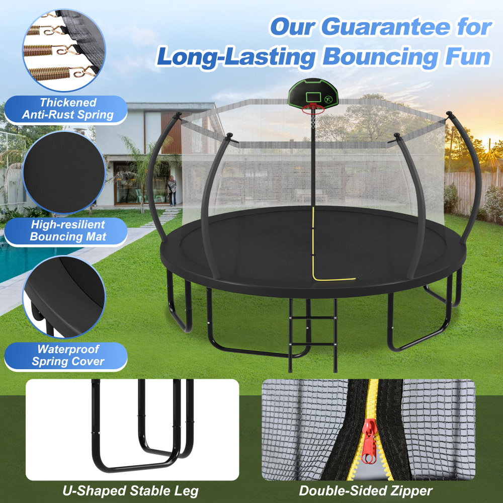 12FT Trampoline with Basketbal - Kids Outdoor Ladder review and price