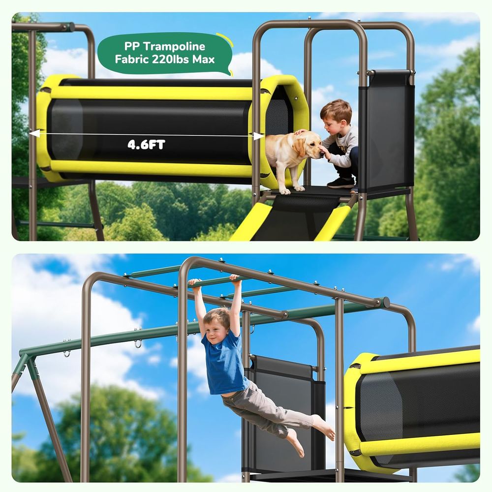 660lbs Swing Set with Slide,Cl - Kids Outdoor Monkey Bar Set review and price