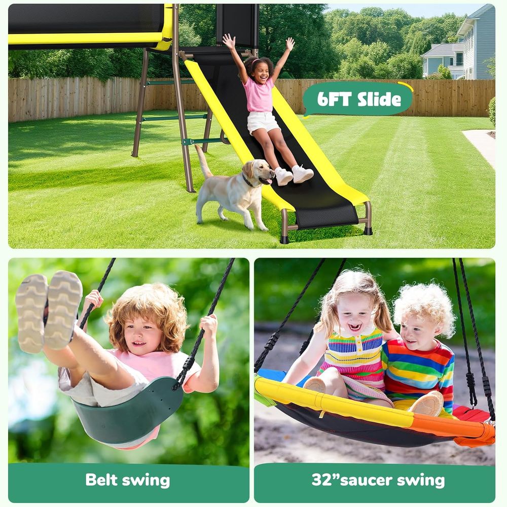 660lbs Swing Set with Slide,Cl - Kids Outdoor Monkey Bar Set review and price