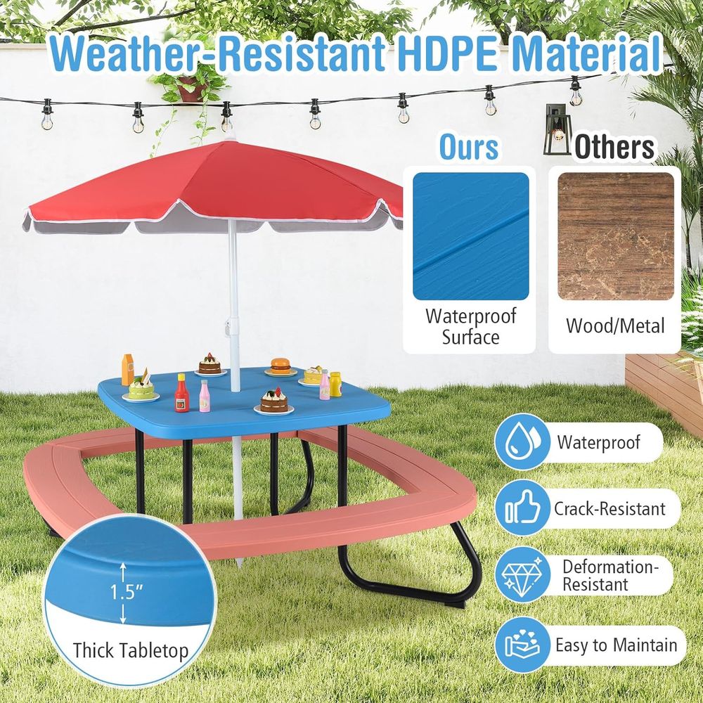 Kids Picnic Table, 8 Person To - Kids Outdoor Wooden Table review and price