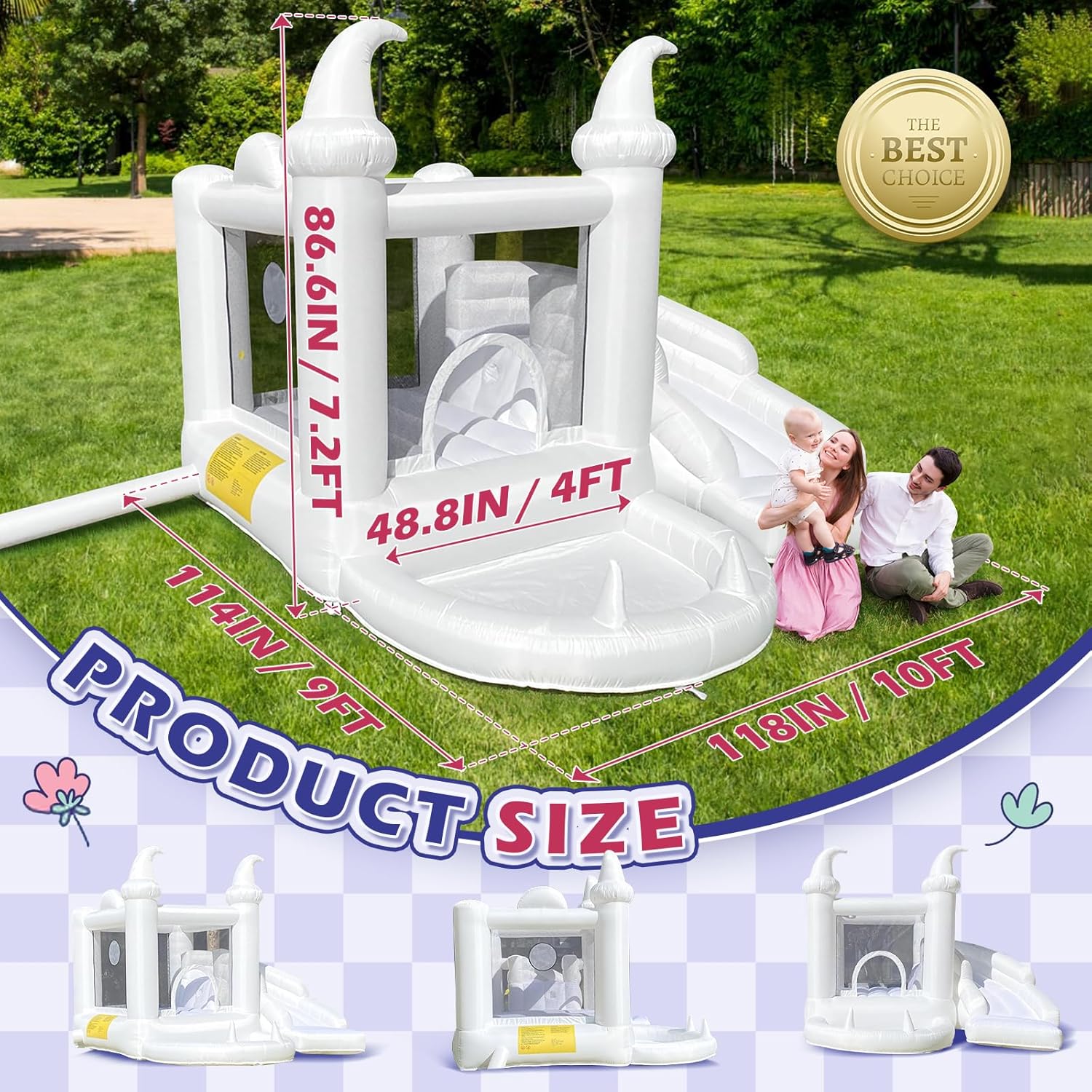 White Inflatable Bouncy Castle - Kids Outdoor Jumping review and price