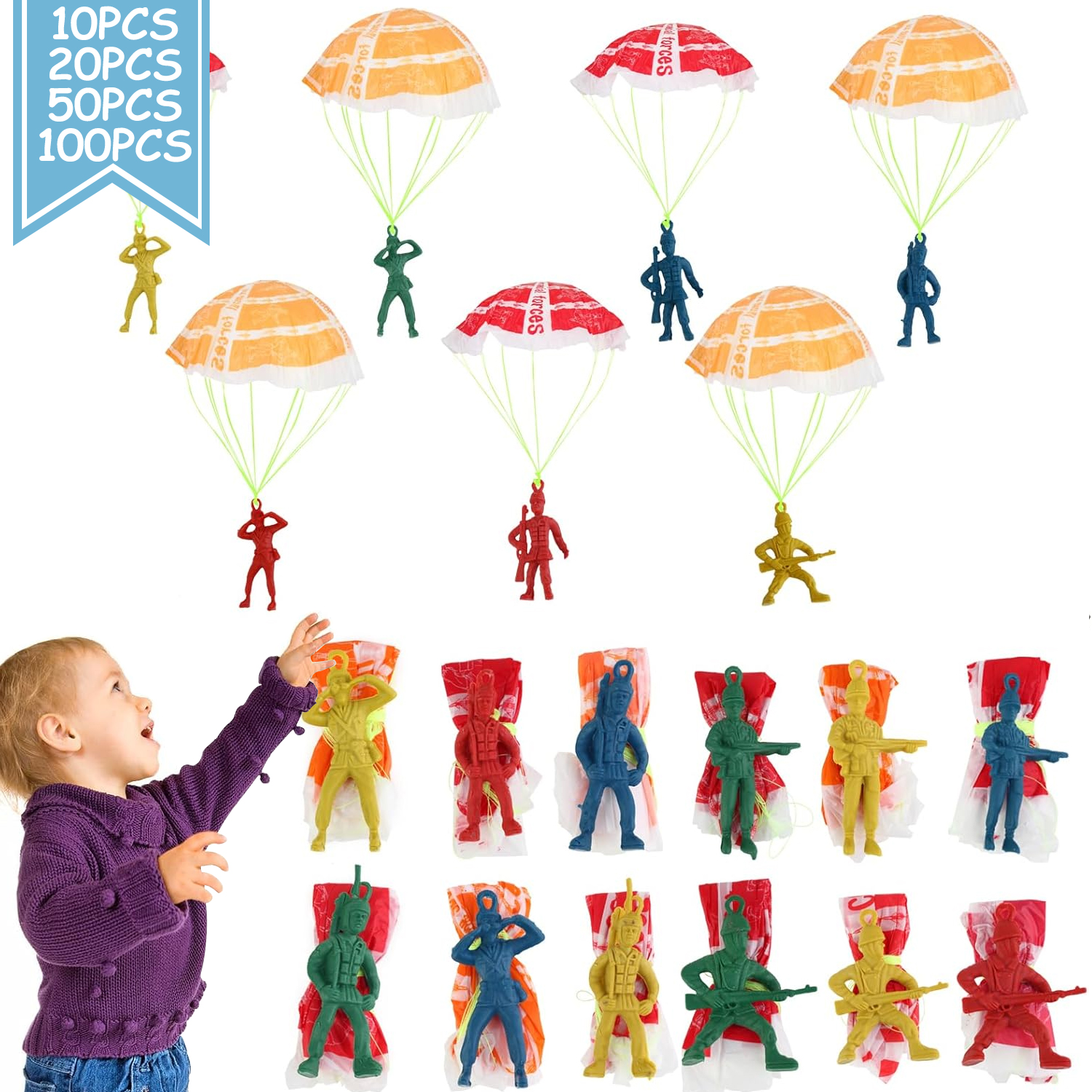 10/100pcs Parachute Toys for K - Kids Outdoor Birthday Party Ideas review and price