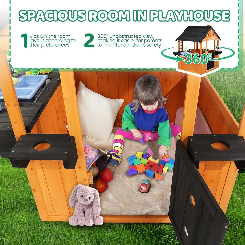 MOR Kids Outdoor Playhouse wit - Kids Outdoor Wooden Table review and price