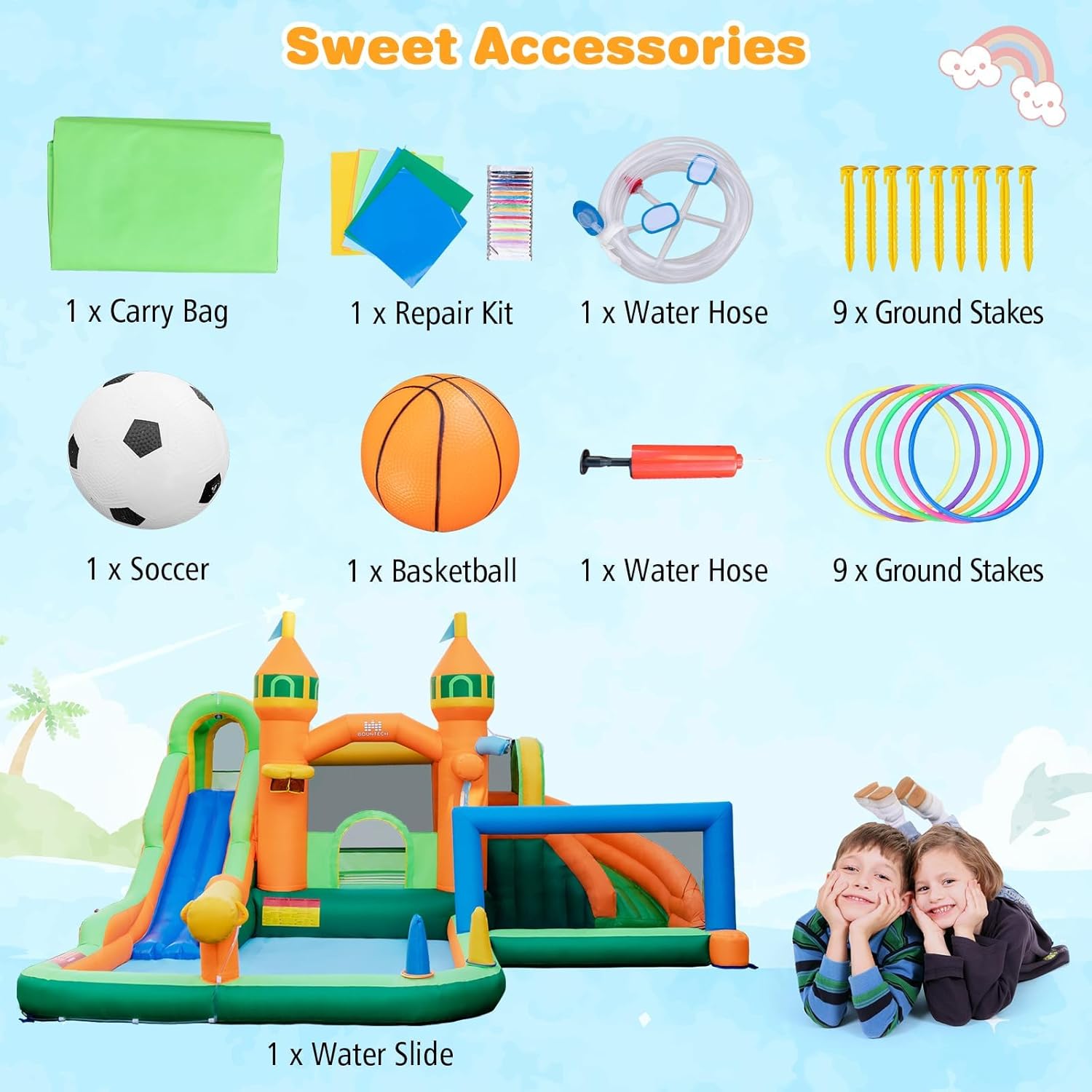 9-in-1 Inflatable Water Park B - Kids Outdoor Jumping review and price