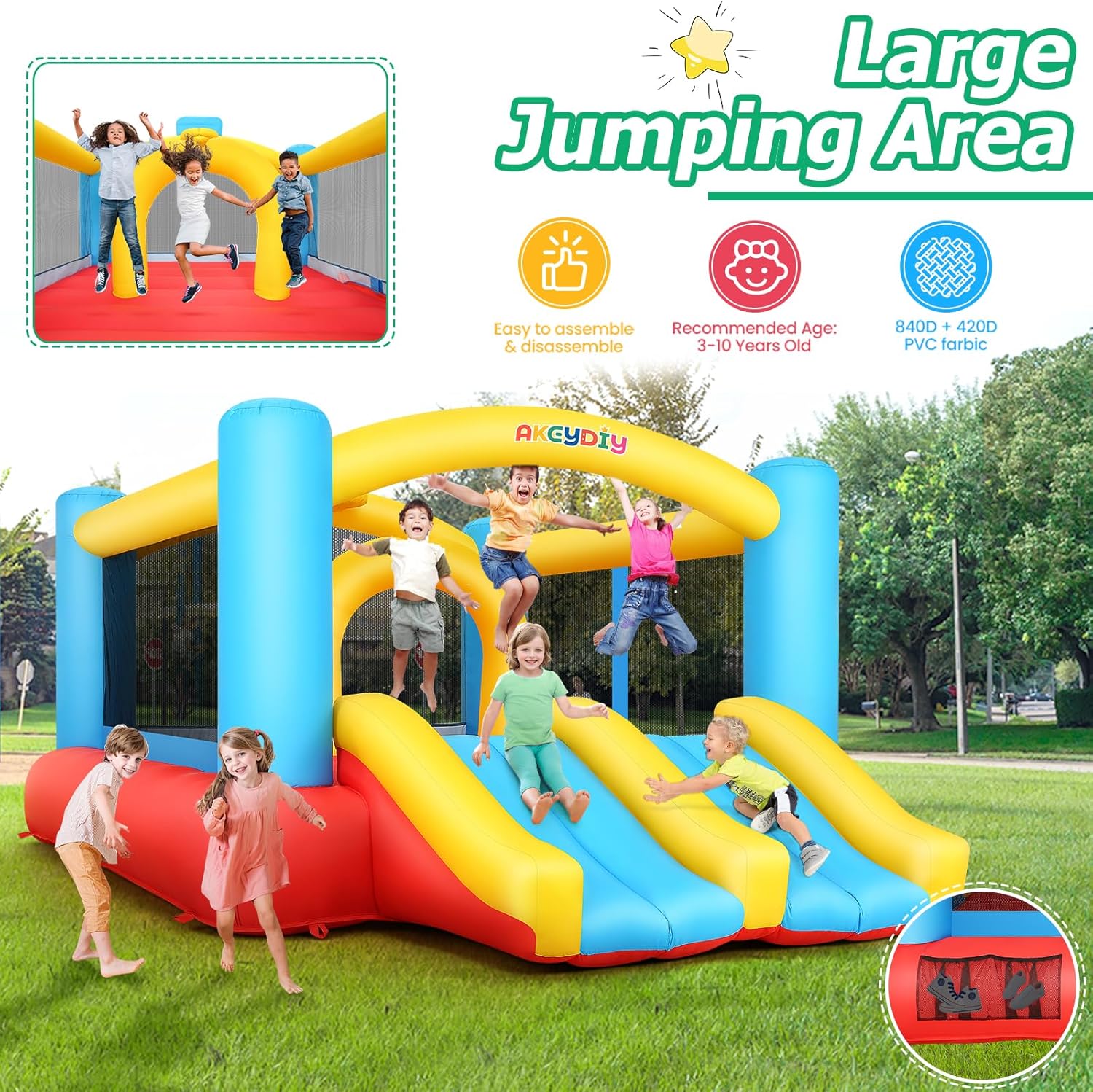 Kids Inflatable Bouncy Castle  - Kids Outdoor Jumping review and price